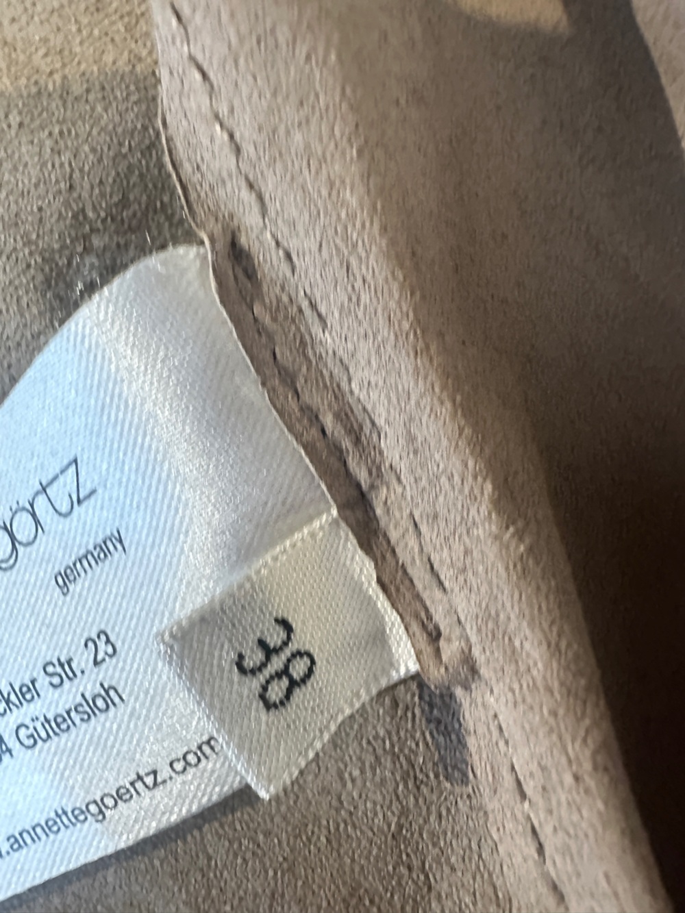 Annette Görtz Vibi 100% Lamb Leather Wrap Jacket Taupe EU 38 US 8 Germany - Picture 10 of 13